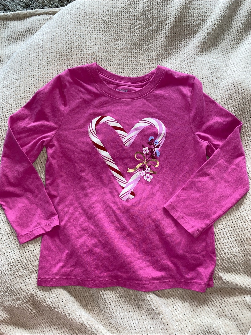 Cat & Jack Girls' Pink Long-Sleeve Heart Tee